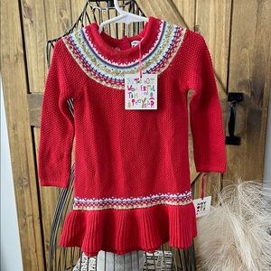 Christmas NOVOGRATZ Red Knit Holiday Girls Dress.  Size 18months
